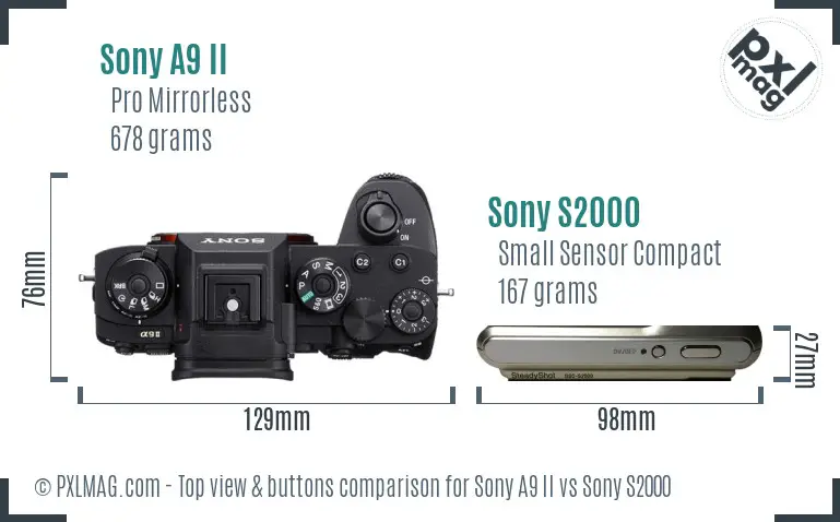 Sony A9 II vs Sony S2000 top view buttons comparison