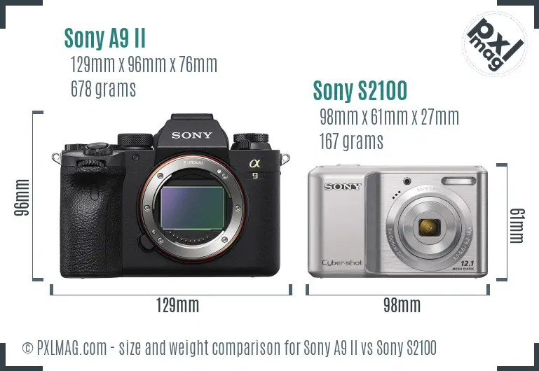 Sony A9 II vs Sony S2100 size comparison