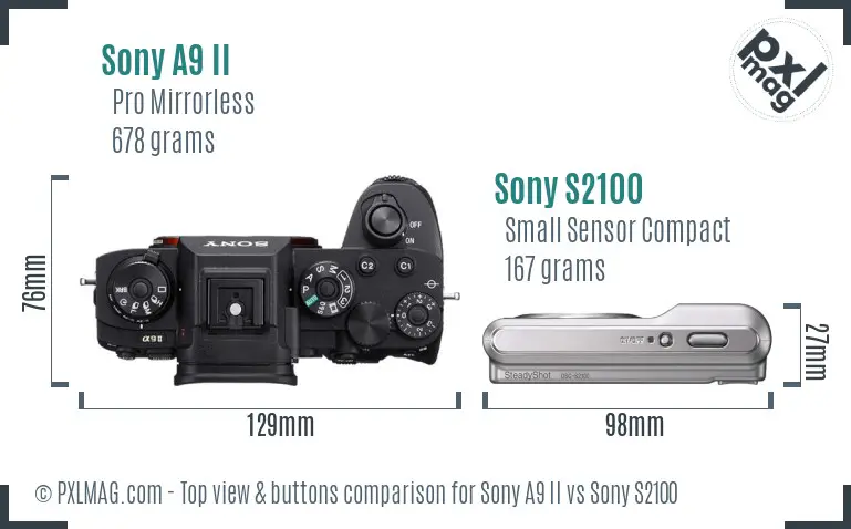 Sony A9 II vs Sony S2100 top view buttons comparison