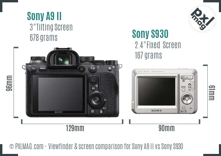 Sony A9 II vs Sony S930 Screen and Viewfinder comparison