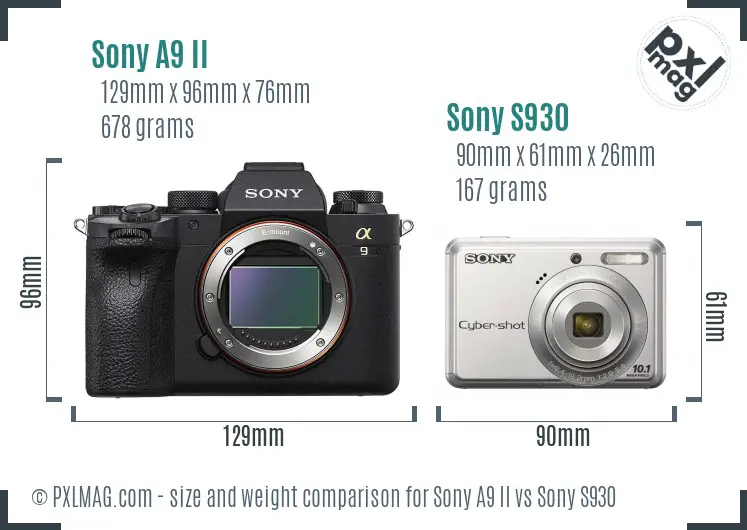 Sony A9 II vs Sony S930 size comparison