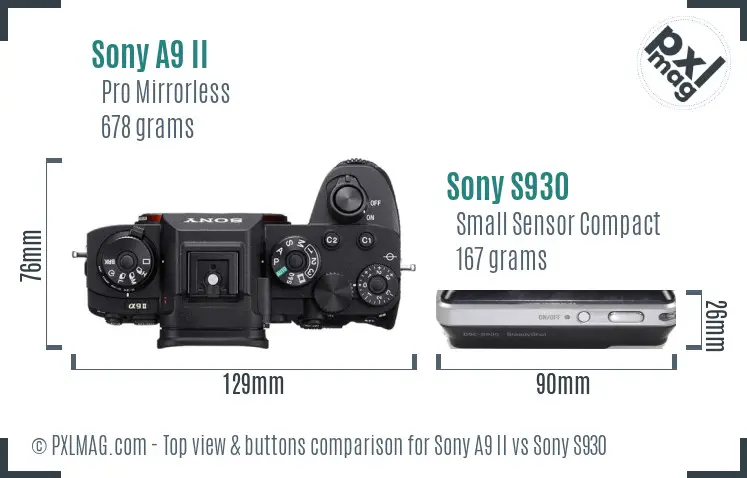 Sony A9 II vs Sony S930 top view buttons comparison