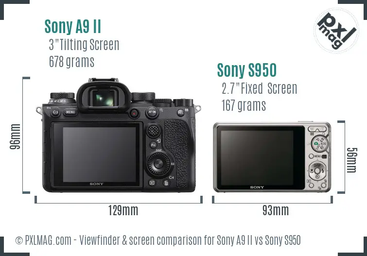 Sony A9 II vs Sony S950 Screen and Viewfinder comparison