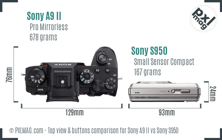 Sony A9 II vs Sony S950 top view buttons comparison