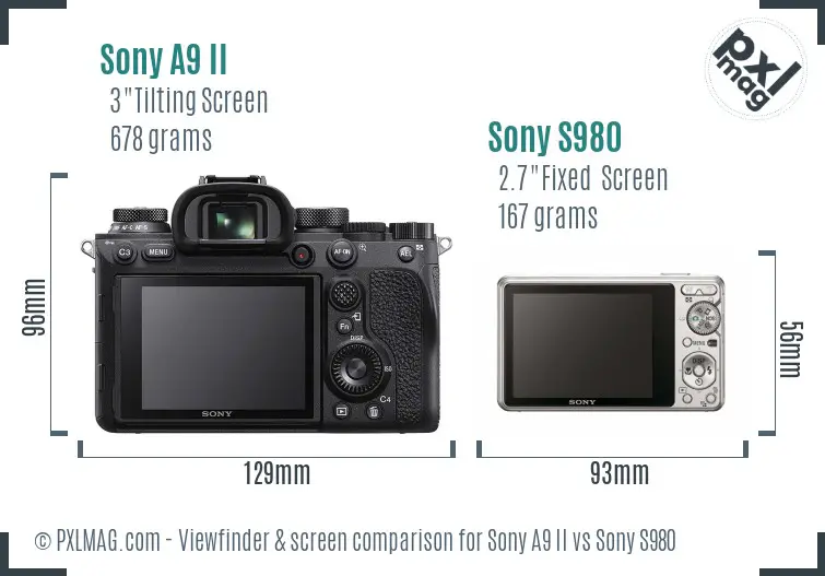 Sony A9 II vs Sony S980 Screen and Viewfinder comparison