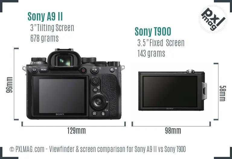 Sony A9 II vs Sony T900 Screen and Viewfinder comparison