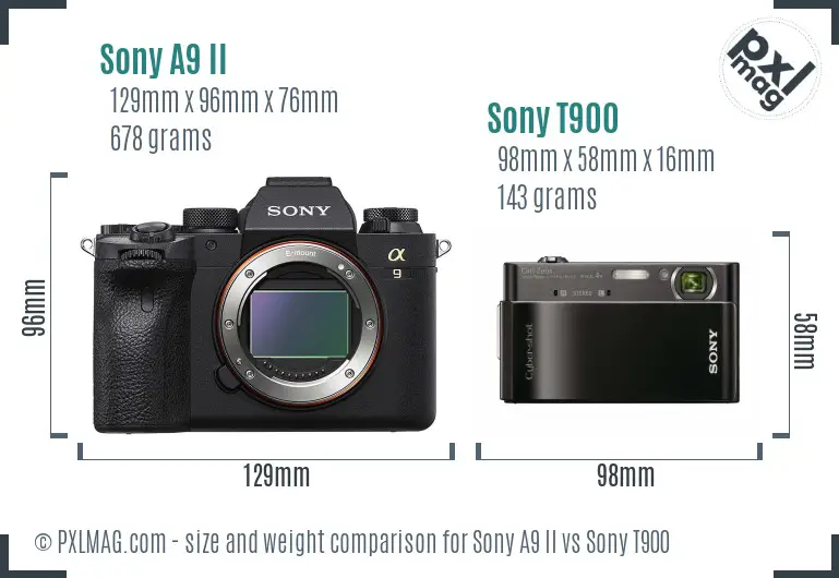Sony A9 II vs Sony T900 size comparison