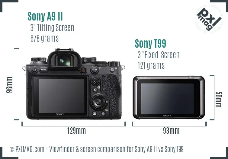Sony A9 II vs Sony T99 Screen and Viewfinder comparison