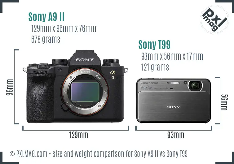 Sony A9 II vs Sony T99 size comparison