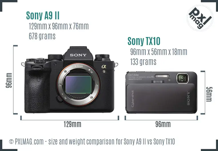 Sony A9 II vs Sony TX10 size comparison