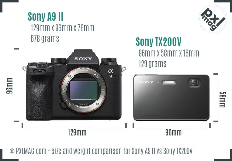 Sony A9 II vs Sony TX200V size comparison