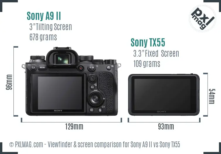Sony A9 II vs Sony TX55 Screen and Viewfinder comparison