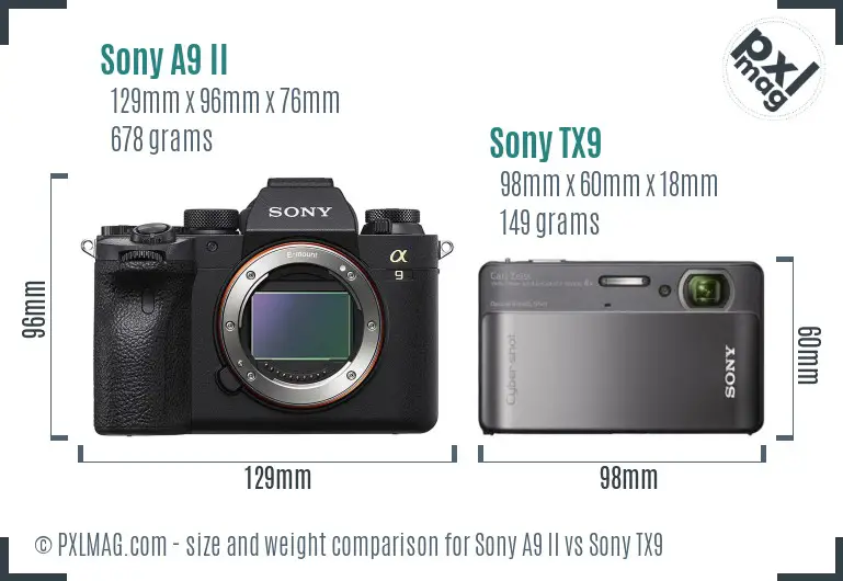 Sony A9 II vs Sony TX9 size comparison