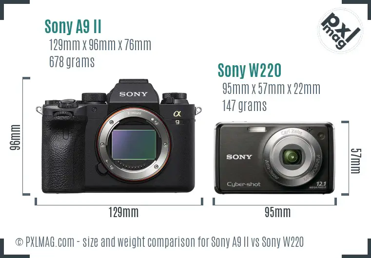 Sony A9 II vs Sony W220 size comparison