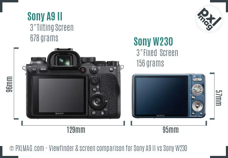 Sony A9 II vs Sony W230 Screen and Viewfinder comparison