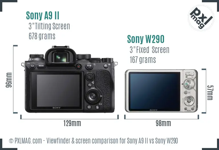 Sony A9 II vs Sony W290 Screen and Viewfinder comparison