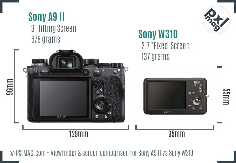 Sony A9 II vs Sony W310 Screen and Viewfinder comparison