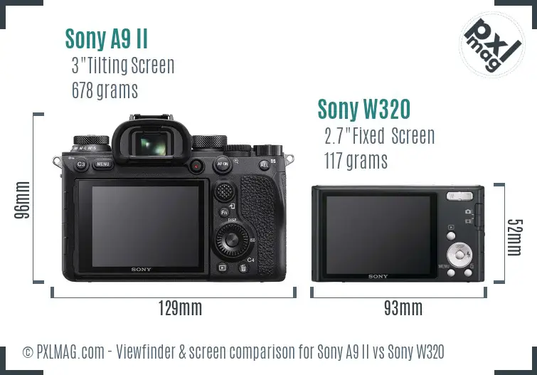 Sony A9 II vs Sony W320 Screen and Viewfinder comparison