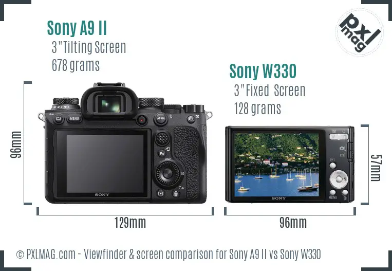 Sony A9 II vs Sony W330 Screen and Viewfinder comparison