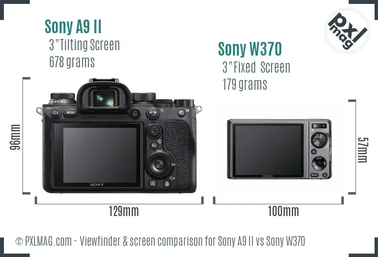Sony A9 II vs Sony W370 Screen and Viewfinder comparison
