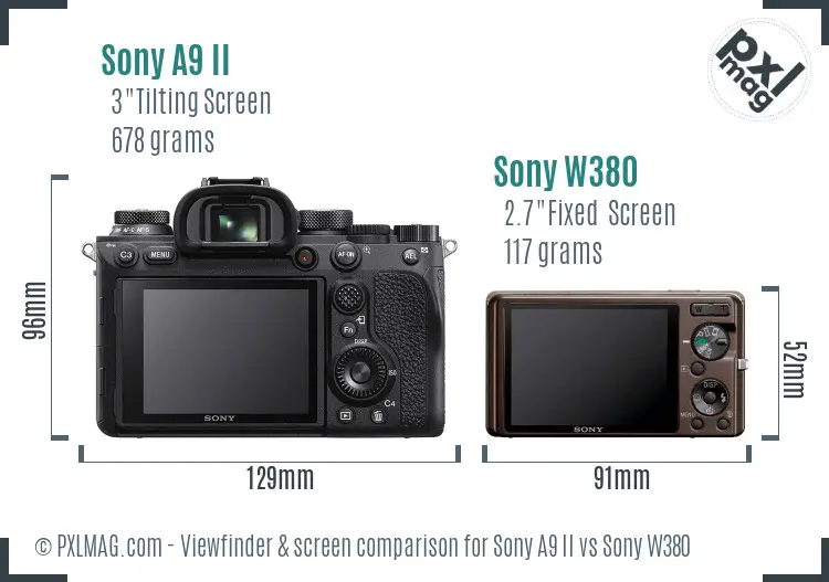 Sony A9 II vs Sony W380 Screen and Viewfinder comparison