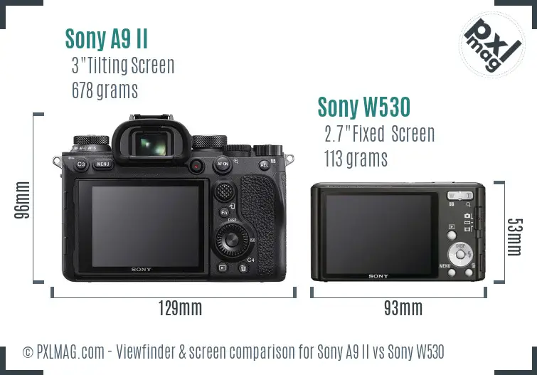 Sony A9 II vs Sony W530 Screen and Viewfinder comparison