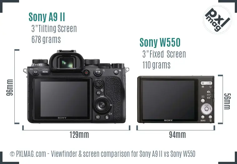 Sony A9 II vs Sony W550 Screen and Viewfinder comparison