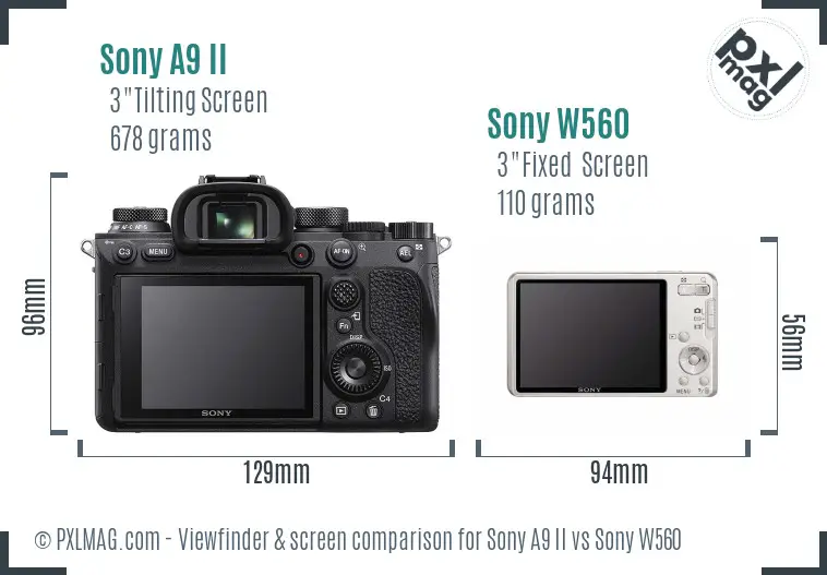 Sony A9 II vs Sony W560 Screen and Viewfinder comparison