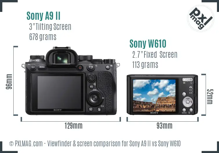 Sony A9 II vs Sony W610 Screen and Viewfinder comparison