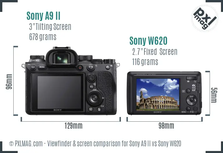 Sony A9 II vs Sony W620 Screen and Viewfinder comparison