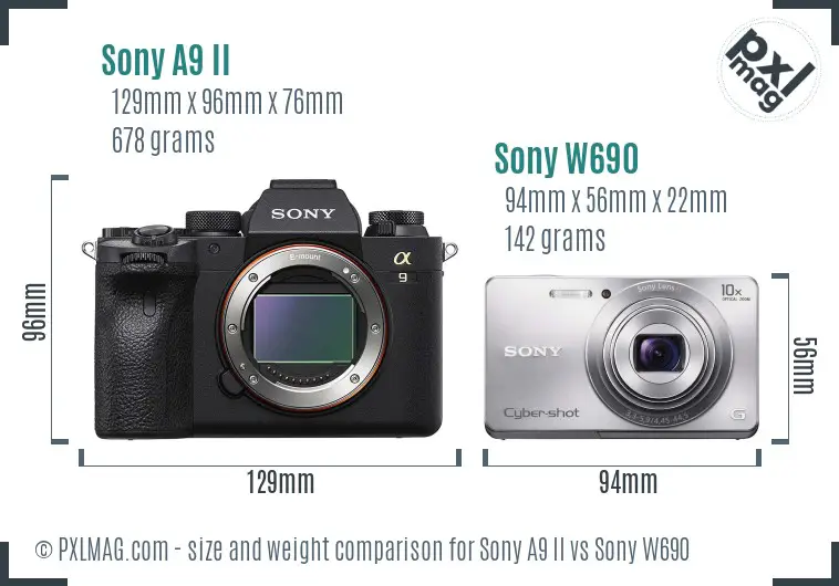 Sony A9 II vs Sony W690 size comparison