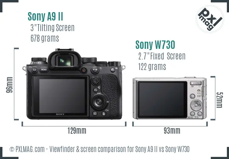 Sony A9 II vs Sony W730 Screen and Viewfinder comparison
