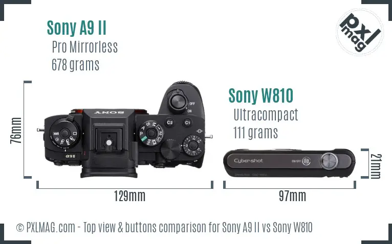 Sony A9 II vs Sony W810 top view buttons comparison