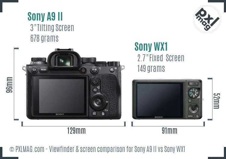 Sony A9 II vs Sony WX1 Screen and Viewfinder comparison
