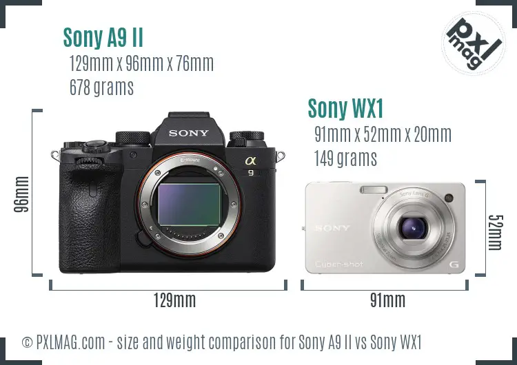 Sony A9 II vs Sony WX1 size comparison