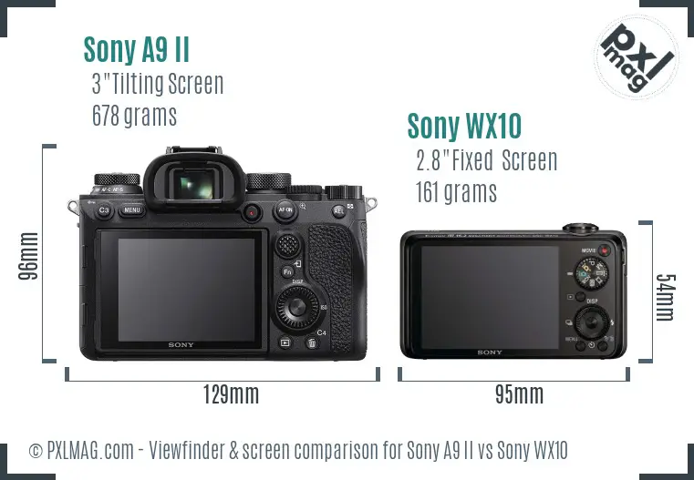 Sony A9 II vs Sony WX10 Screen and Viewfinder comparison
