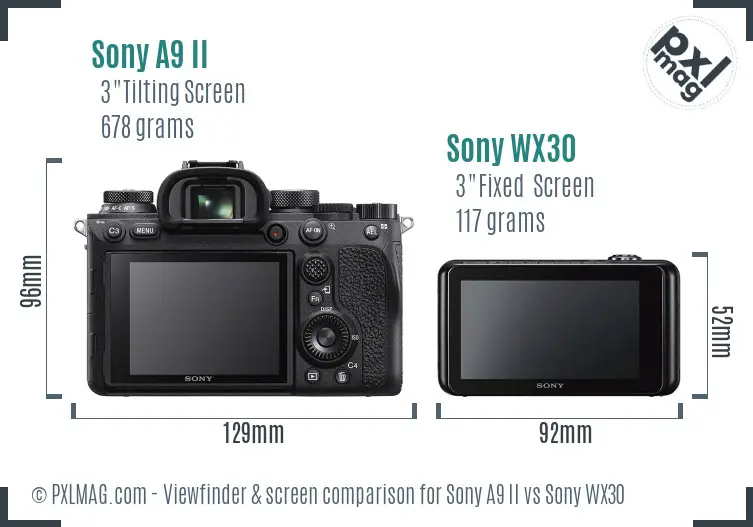 Sony A9 II vs Sony WX30 Screen and Viewfinder comparison
