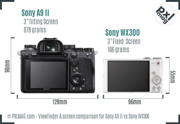 Sony A9 II vs Sony WX300 Screen and Viewfinder comparison