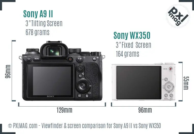 Sony A9 II vs Sony WX350 Screen and Viewfinder comparison