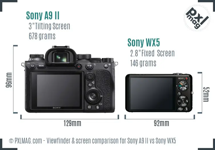 Sony A9 II vs Sony WX5 Screen and Viewfinder comparison