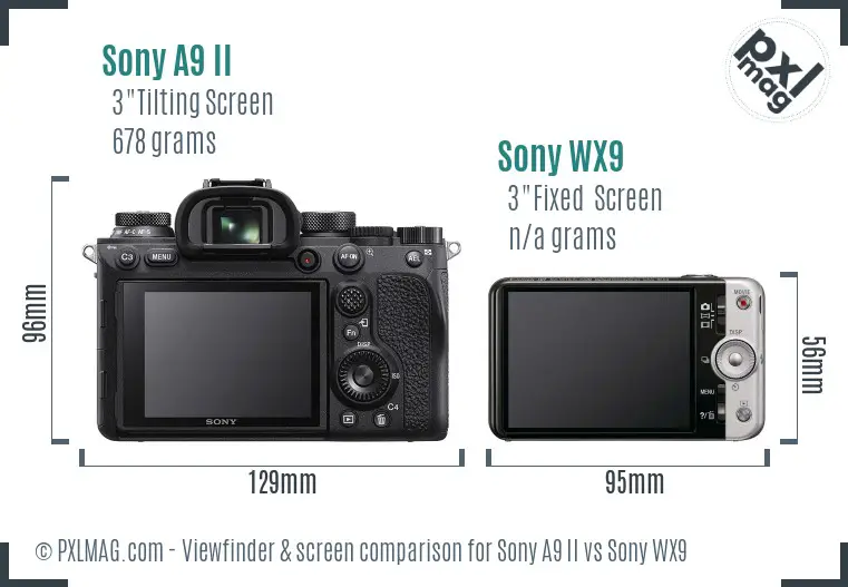 Sony A9 II vs Sony WX9 Screen and Viewfinder comparison