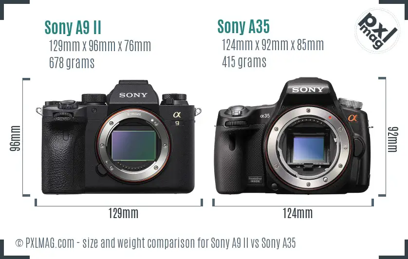 Sony A9 II vs Sony A35 size comparison