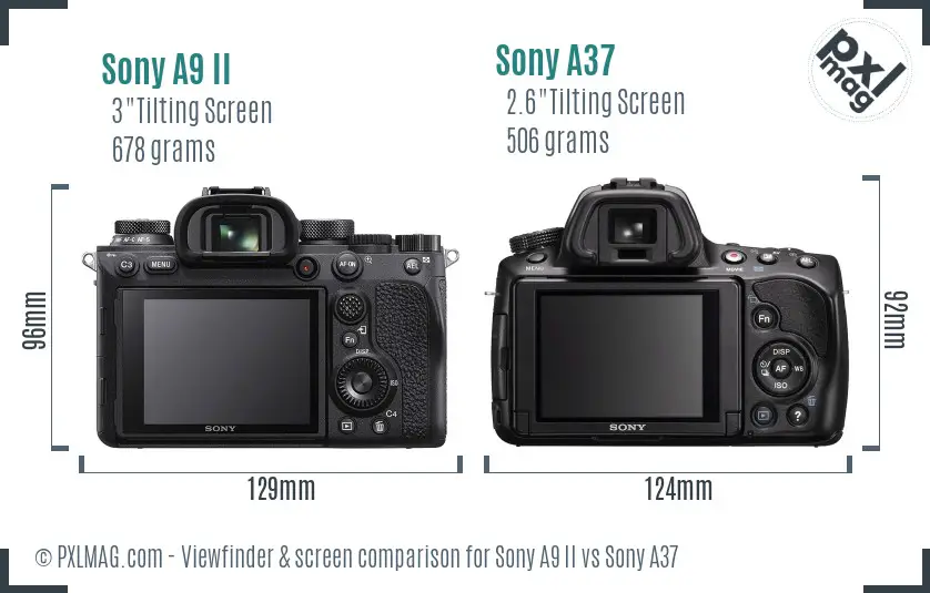 Sony A9 II vs Sony A37 Screen and Viewfinder comparison