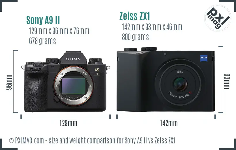 Sony A9 II vs Zeiss ZX1 size comparison