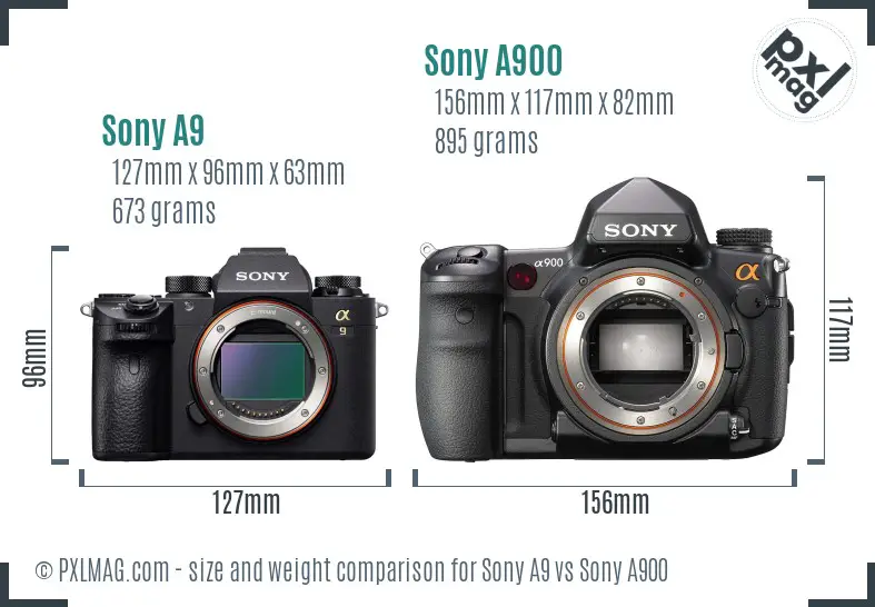 Sony A9 vs Sony A900 size comparison