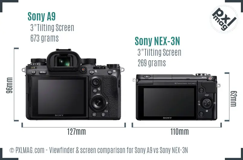 Sony A9 vs Sony NEX-3N Screen and Viewfinder comparison