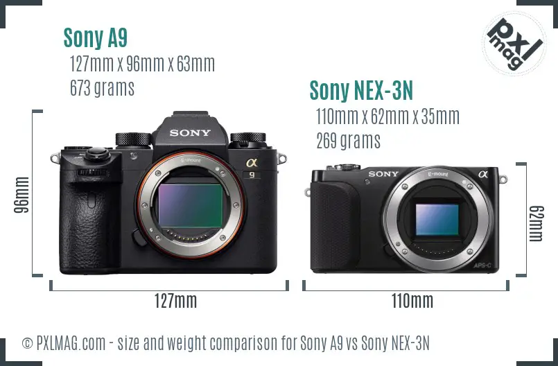 Sony A9 vs Sony NEX-3N size comparison