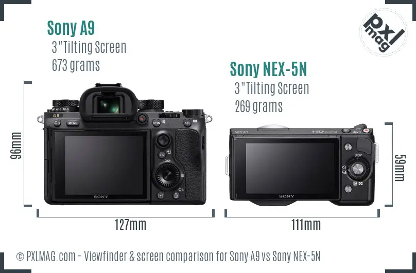 Sony A9 vs Sony NEX-5N Screen and Viewfinder comparison