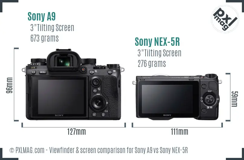 Sony A9 vs Sony NEX-5R Screen and Viewfinder comparison