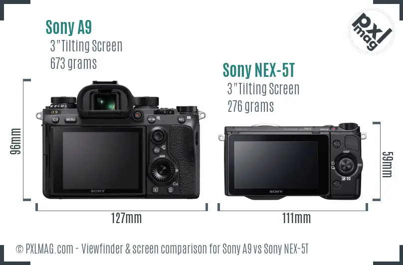 Sony A9 vs Sony NEX-5T Screen and Viewfinder comparison